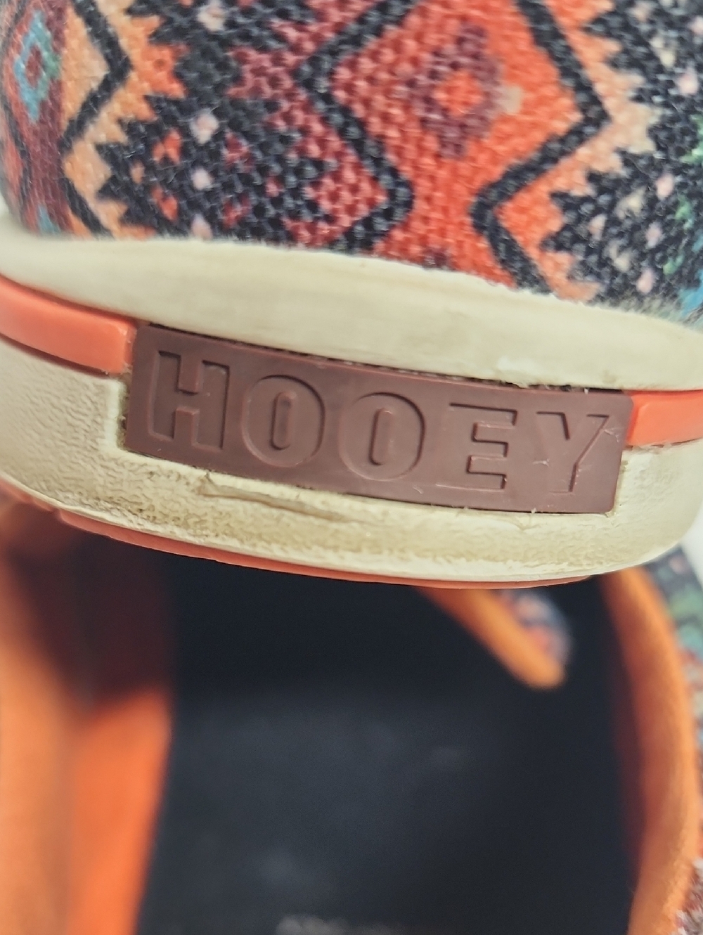 Twisted X Hooey Aztec-Pattern Canvas Sneakers - Orange/Blue Size 8.5M - Picture 12 of 13